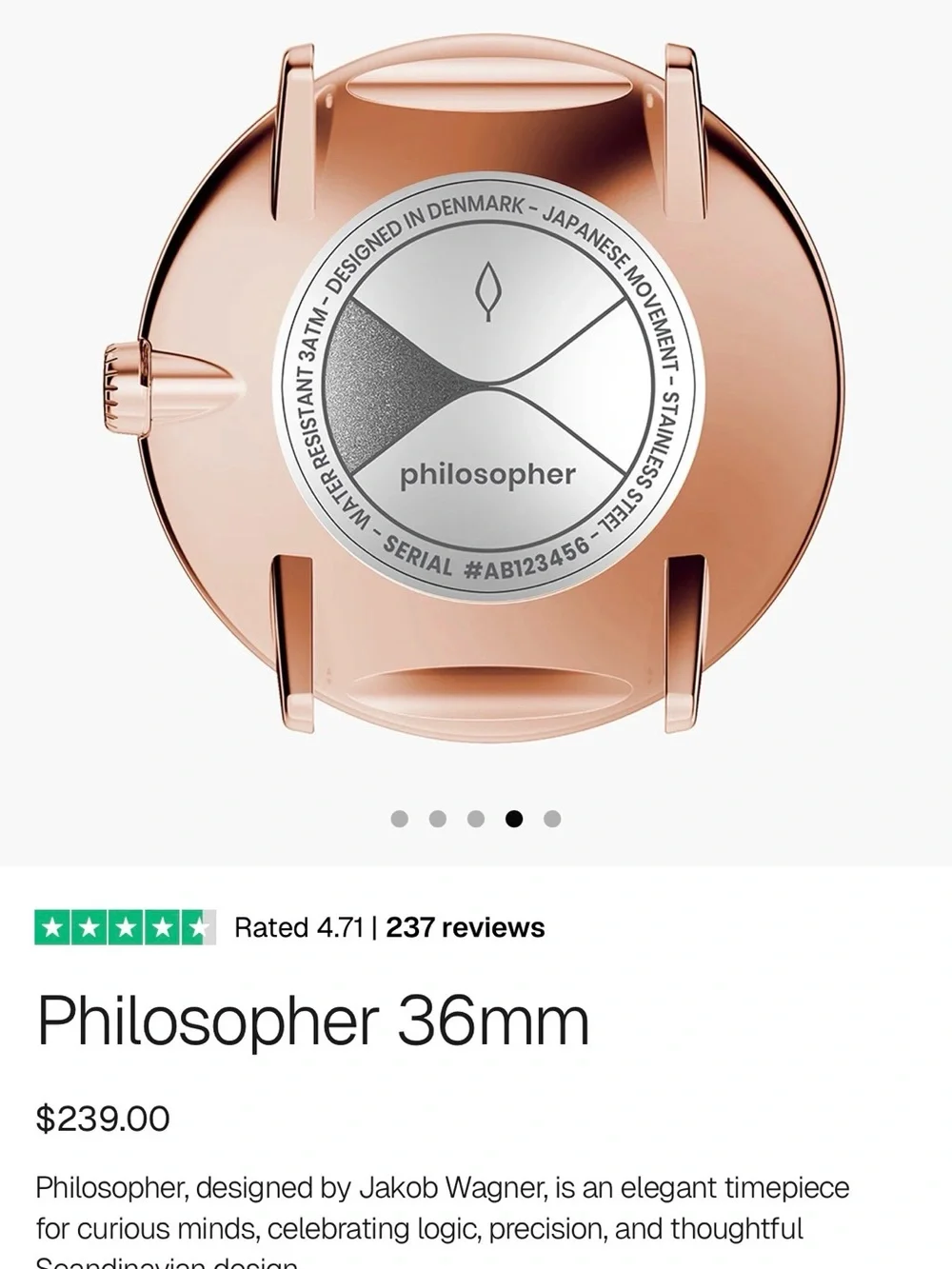 Nordgreen 36mm Rose Gold Case with Brown Leather Strap